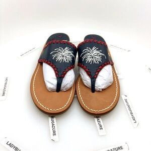 NWOB Jack Rogers Women’s Palm Tree Sandals - Navy, Red and Tan Size 8